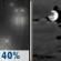 Tuesday Night: A 40 percent chance of rain, mainly before 11pm.  Partly cloudy, with a low around 44. Calm wind. 