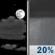 Sunday Night: A 20 percent chance of showers after 1am.  Partly cloudy, with a low around 70. Calm wind. 