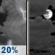 Tuesday Night: A 20 percent chance of showers and thunderstorms before 10pm.  Mostly cloudy, with a low around 37. Northeast wind around 15 mph. 