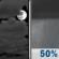 Sunday Night: A 50 percent chance of showers and thunderstorms after midnight.  Mostly cloudy, with a low around 36. West southwest wind around 5 mph becoming calm  in the evening. 